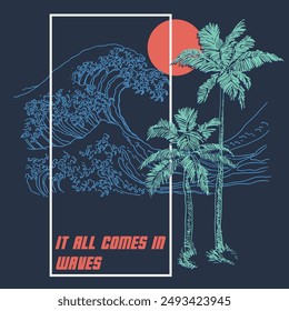 it all comes in wavesprint design as vector for tee