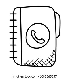 
All contacts in one place, doodle icon of phone book
