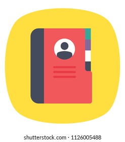 All contacts in one place, flat icon of phone book