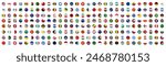 All countries flag set. National flags in circle shape. Patriotic badge collection.