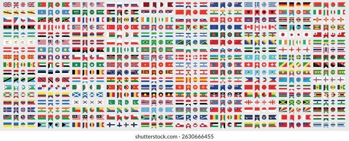 All countries flag set. National flags set. Flags of countries