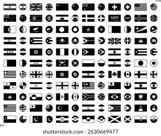 Conjunto de banderas de todos los países. Banderas nacionales en forma de círculo. Conjunto de banderas nacionales. Banderas de los países