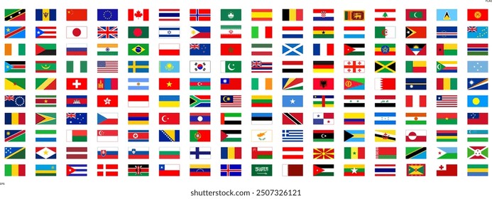 All countries flag set. World flags. National flags set. Flags of countries