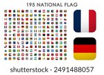  all countries flags set in the shape of rounded square