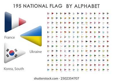  all countries flags set in the shape of rounded square with shadow and names