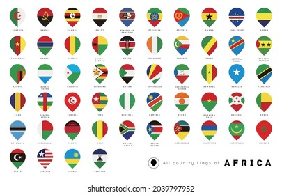 All country National flags of Africa , vector illustration , icon set