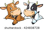 All cows recommend with thumb up - cow vector illustration peeking