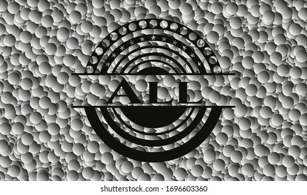 All dark icon or emblem with bubbles background. Vector Illustration. Detailed.