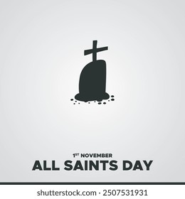 All Saints’ Day, 1st November All Saints’ Day, stock illustration, greeting card, editable template, All Saints’ Day concept design, eps file.