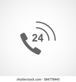 All Day Call Center 24 Flat Icon On White Background
