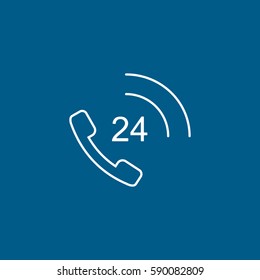 All Day Call Center Line Icon On Blue Background
