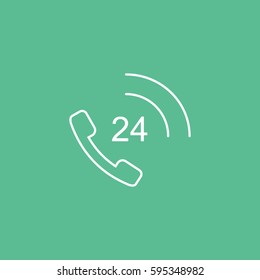 All Day Call Center Line Icon On Green Background