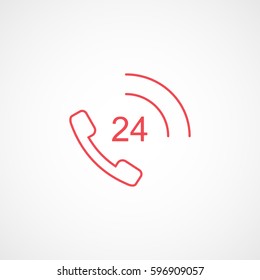 All Day Call Center Red Line Icon On White Background