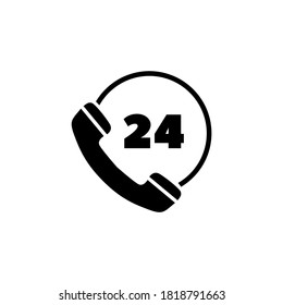 All Day Customer Support Call Center. Flat Vector Icon illustration. Simple black symbol on white background. All Day Customer Support Call Center sign design template for web and mobile UI element