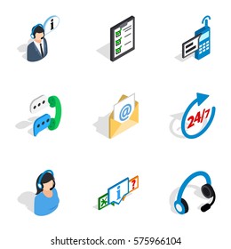 All day customer support icons set. Isometric 3d illustration of 9 all day customer support vector icons for web