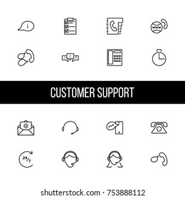 All day customer support icons set. Illustration of 9 all day customer support vector icons for web.

