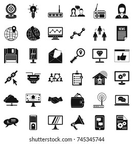 All day help icons set. Simple style of 36 all day help vector icons for web isolated on white background