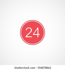 All Day Round Emblem Red Flat Icon On White Background