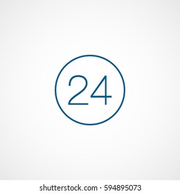 All Day Round Label Blue Line Icon On White Background