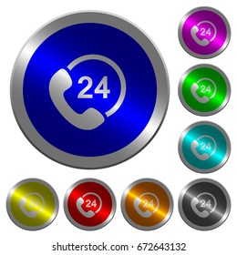 All day service icons on round luminous coin-like color steel buttons