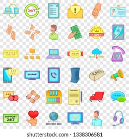 All day support icons set. Cartoon style of 36 all day support vector icons for web for any design
