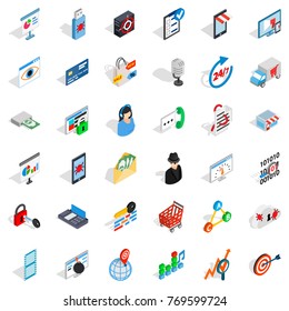 All day support icons set. Isometric style of 36 all day support vector icons for web isolated on white background