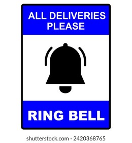 all deliveries please ring bell sign. door sticker sign. printable and editable vector