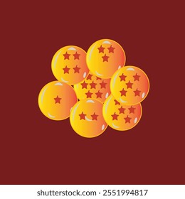 All Dragonball gathered simple design vector