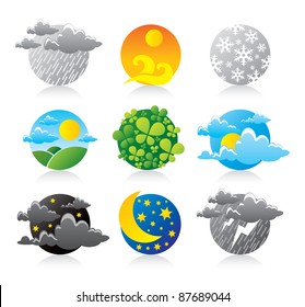All Earth planet weather forecast season sphere logo icons beautiful illustration template set logotype of nature power force element