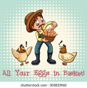 All eggs in basket illustration