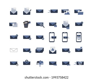 All Email Icon Set For Business Purpose For Each Action Since Drafting And Sending To Recall Email