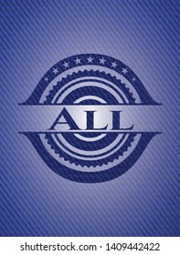 All emblem with jean background. Vector Illustration. Detailed.