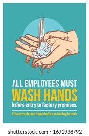 All Employees Must Wash Hands Before Stock Vector (Royalty Free ...