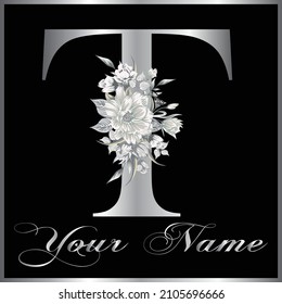All English Alphabets in Elegant Metallic Silver Logo Style