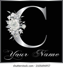 All English Alphabets in Elegant Metallic Silver Logo Style