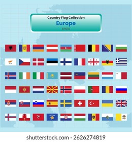 All europe flags continent Vector illustration template