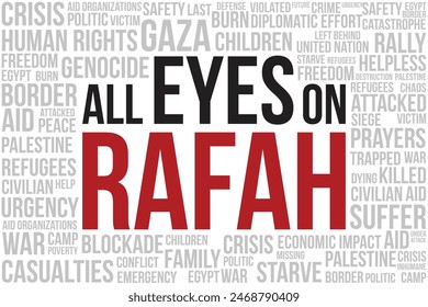 All Eyes on Rafah - Red and black graphic design for t-shirt, banner, background, etc