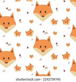 All face of fox illustration and elements background seamless pattern in vector.