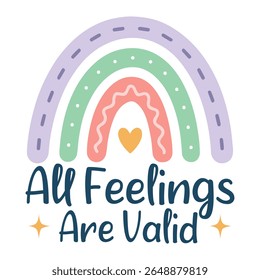 All Feelings Are Valid - Mental Health Matters T-shirt vector, Self Love illustration, Inspirational saying, Funny Health Care Positive shirts