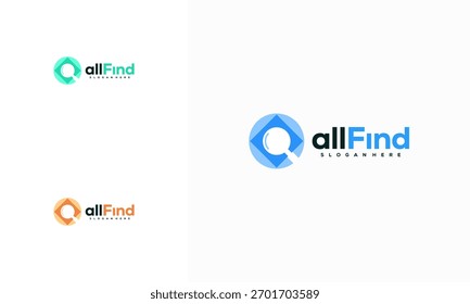 Todos Encuentre el Vector de concepto de diseños de logotipo, diseño de logotipo de Búsqueda digital. Símbolo de lupa Abstractas