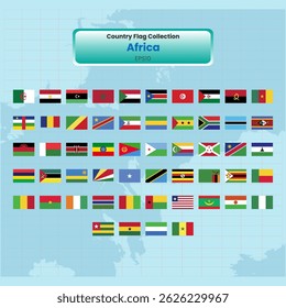 Alle Flagge Afrika Kontinent Vektorgrafik-Vorlage 