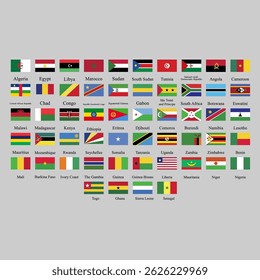 All flag africa continent Vector illustration template 