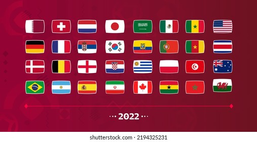 All Flags of the countries in the 2022 soccer championship - Shutterstock ID 2194325231
