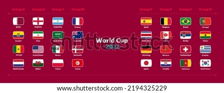 All Flags of the countries in the 2022 soccer championship