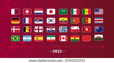 All Flags of the countries in the 2022 soccer championship