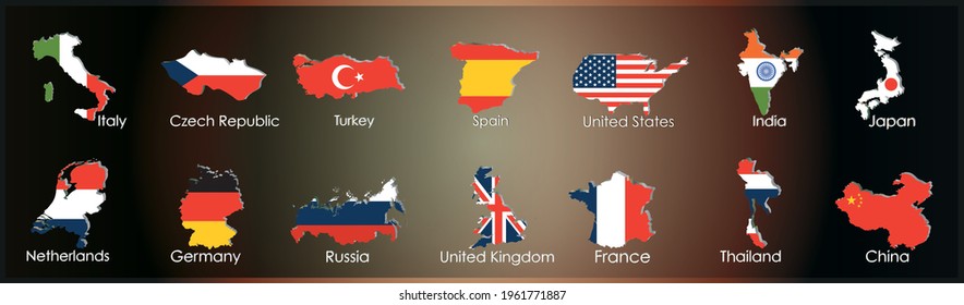 All Flags of the country with the world's polygonal polygons-Collection