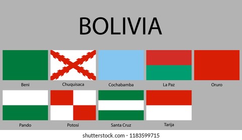 all Flags of departments of Bolivia. Vector illustraion