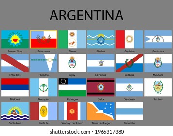 all Flags of provinces of Argentina. Vector illustraion