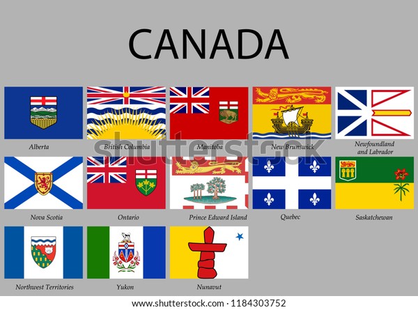 all Flags\
provinces of Canada. Vector\
illustration