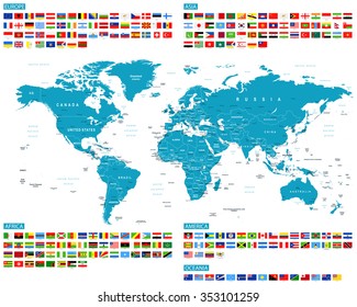 All Flags and World Map - Vector Collection